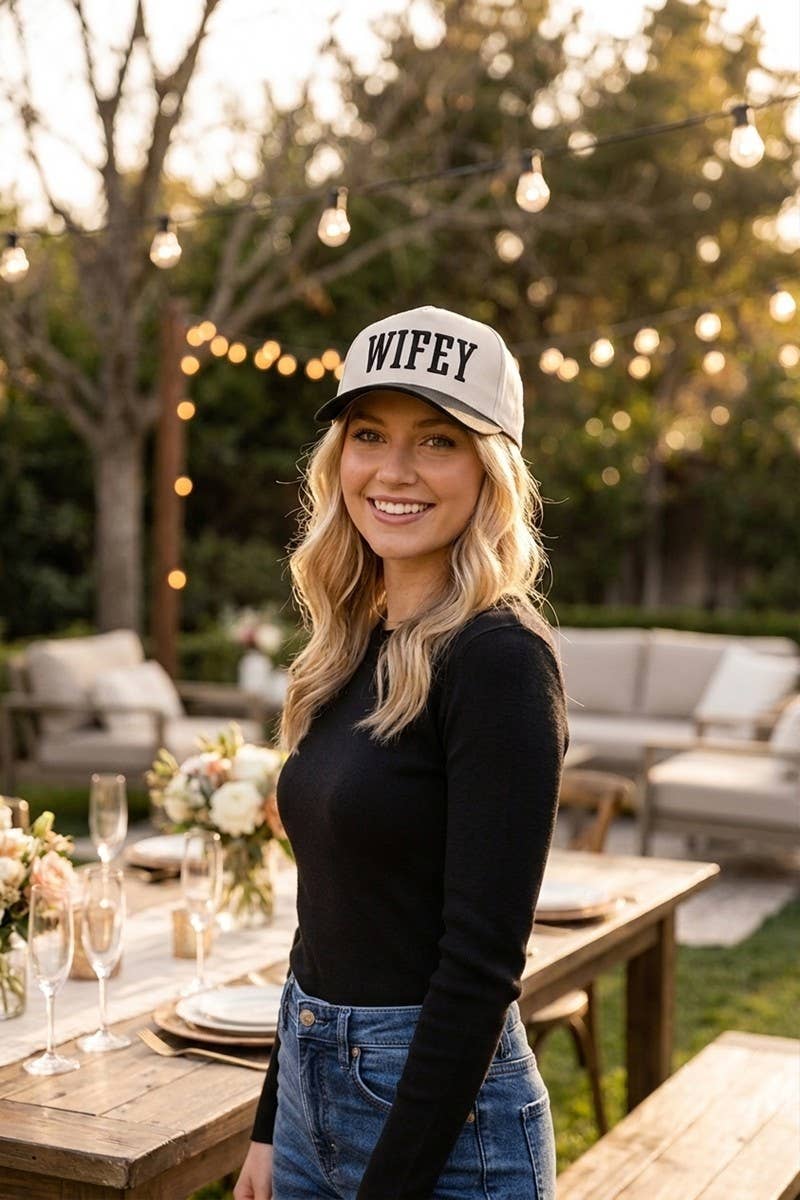 Wifey / Happy Wife / Auntie Two Tone Snapback Hat: FLORAL-201199 / OS