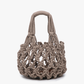 N2003 Colbie Macrame Mini Bucket Bag w/ Vegan Leather Base: Camel