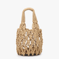 N2003 Colbie Macrame Mini Bucket Bag w/ Vegan Leather Base: Camel