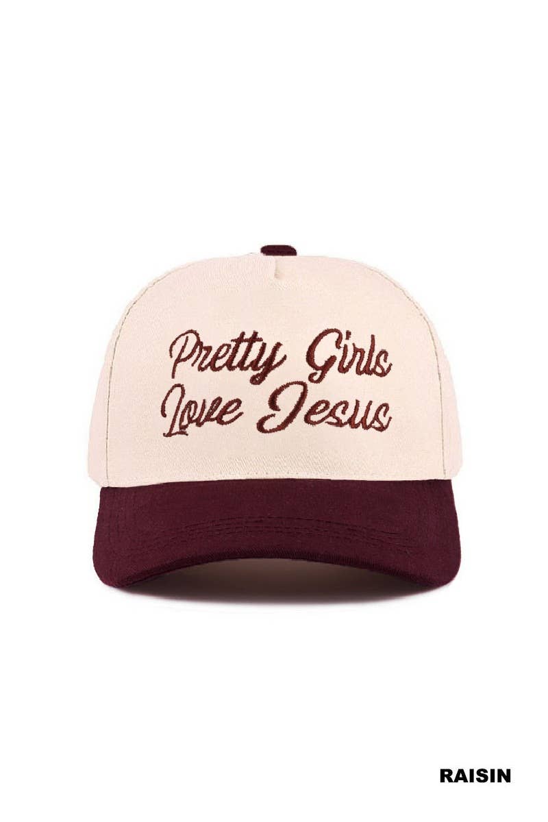 Pretty Girls Love Jesus Two Tone Cotton Hat SI-29249 Zenana Consgt.: FLORAL-193288 / OS