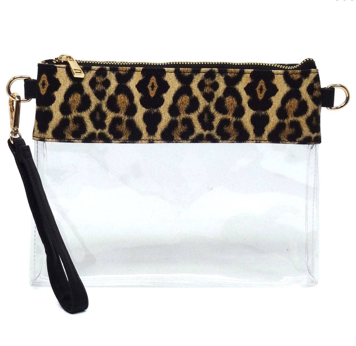 AD200T Game Day Clear Crossbody Bag/Clutch: Leopard