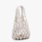 N2003 Colbie Macrame Mini Bucket Bag w/ Vegan Leather Base: Ivory