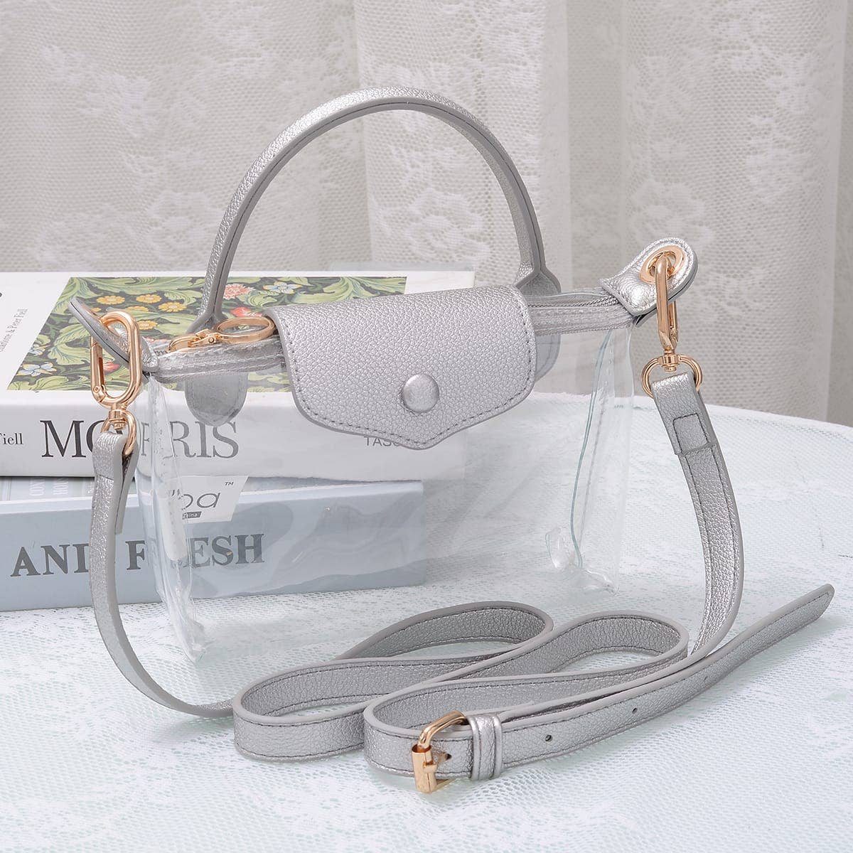 CB781 Gladys Clear Gameday Mini Crossbody Bag: Black