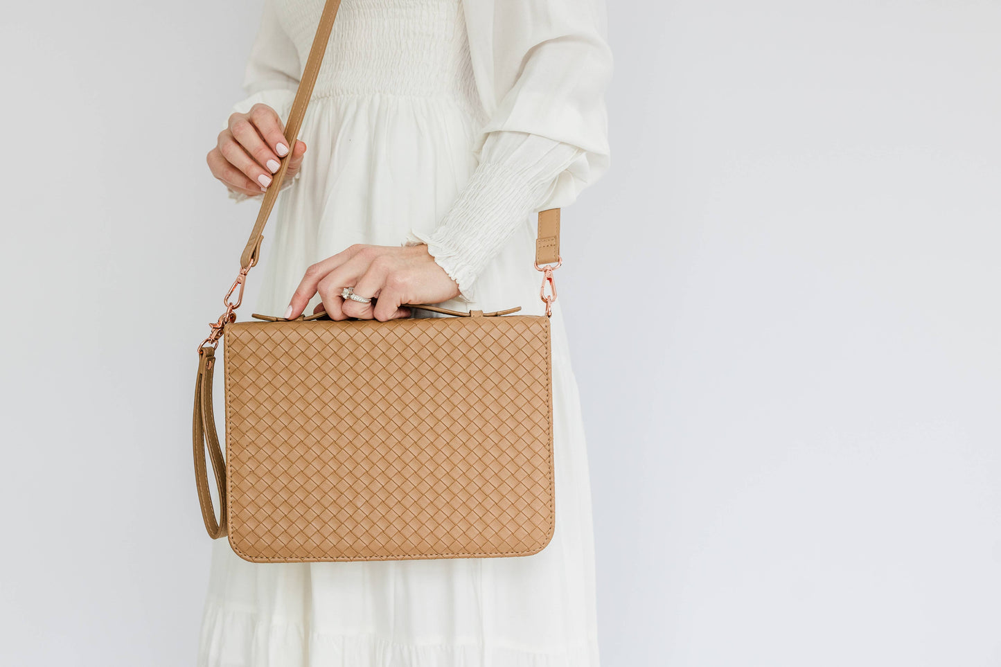 NEW Bible Cover, Weave Bible Case, Crossbody CARAMEL