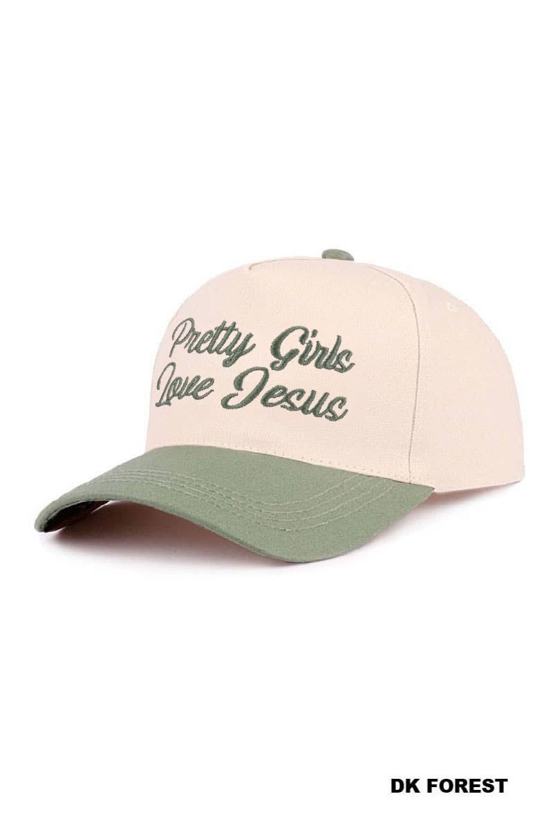 Pretty Girls Love Jesus Two Tone Cotton Hat SI-29249 Zenana Consgt.: COW-198318 / OS