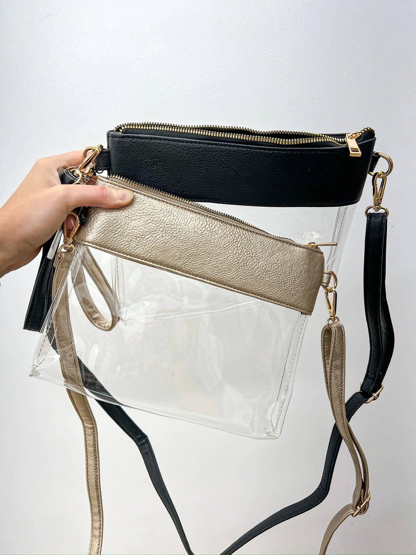 AD200T Game Day Clear Crossbody Bag/Clutch: Champagne Gold