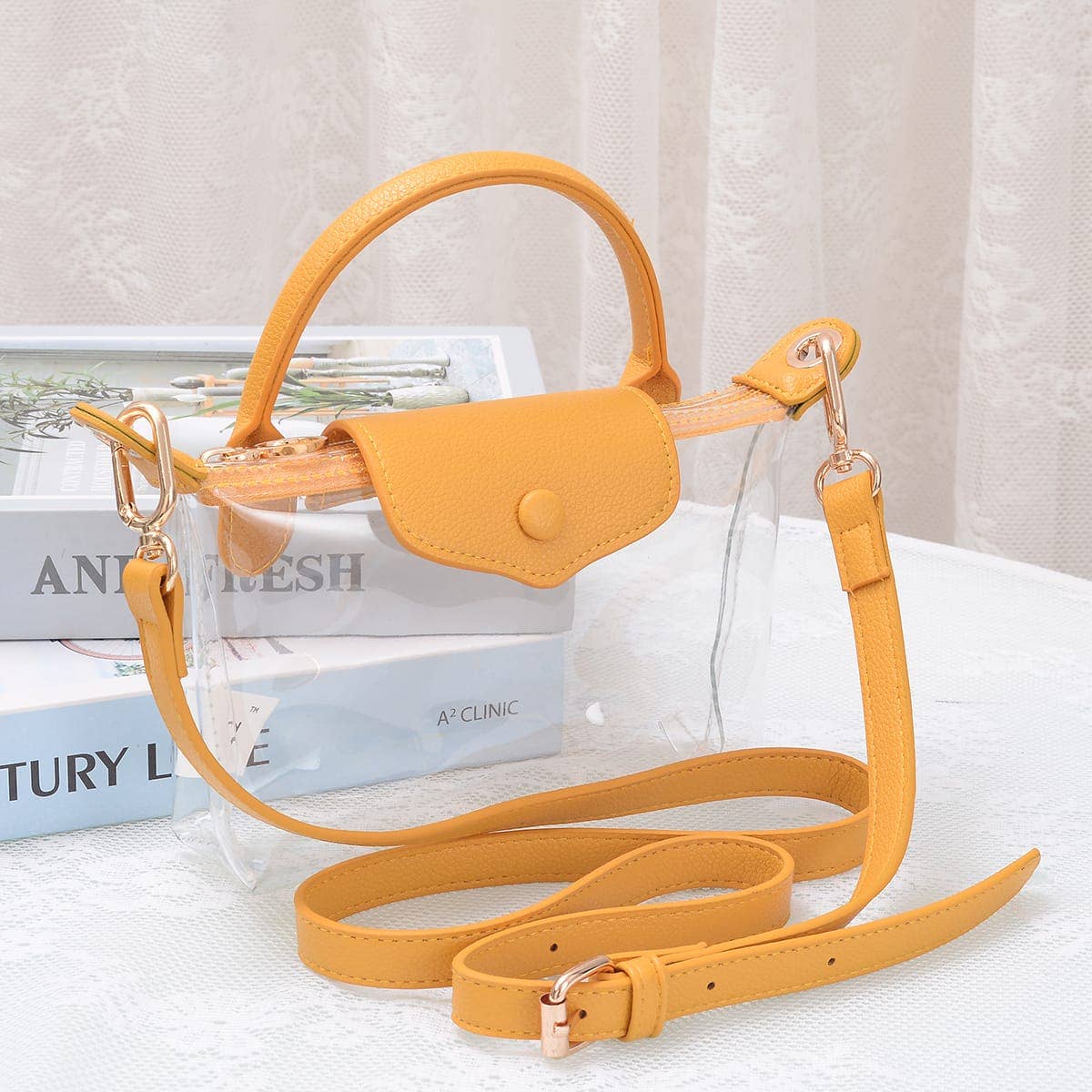 CB781 Gladys Clear Gameday Mini Crossbody Bag: Red