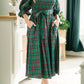 Emerald Tartan Smocked Midi Dress