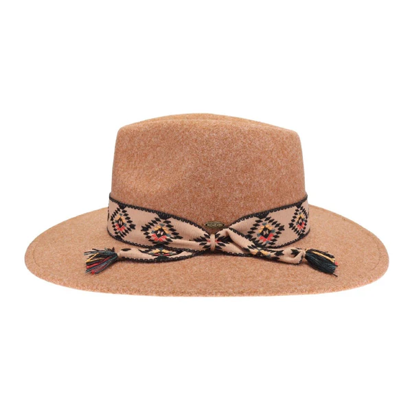 Gianna Felt Panama Hat With Aztec Band