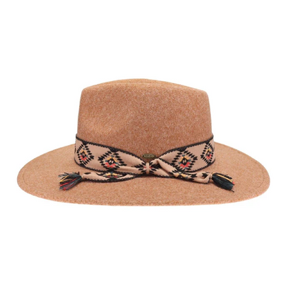 Gianna Felt Panama Hat With Aztec Band