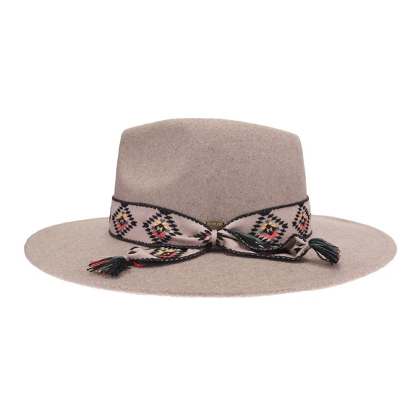 Gianna Felt Panama Hat With Aztec Band
