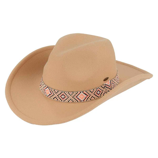 Mandy Cowboy Hat With Aztec Bead Trim