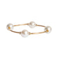 Crystal White Pearl Blessing Bracelet with Gold Links: L