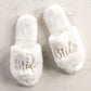 Plush Embroidered "Bride" Slippers