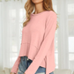 Ciara Coral Long Sleeves Hi-Low Boxy Edge Top