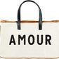 Canvas & Leather Market Tote - "Amour"