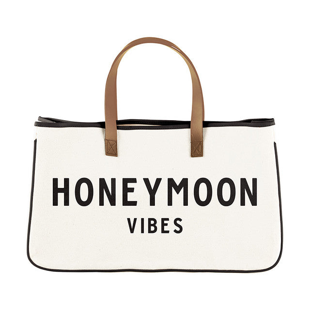 Canvas & Leather Market Tote - "Honeymoon Vibes"