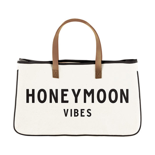 Canvas & Leather Market Tote - "Honeymoon Vibes"