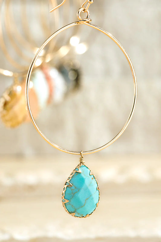 Natural Stone Tear Drop Earrings