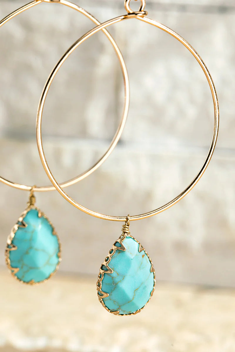 Natural Stone Tear Drop Earrings