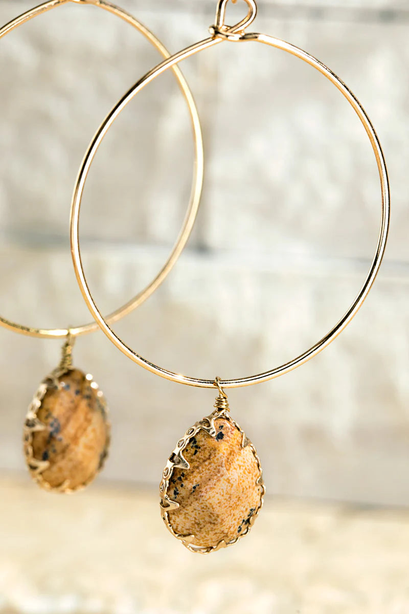 Natural Stone Tear Drop Earrings