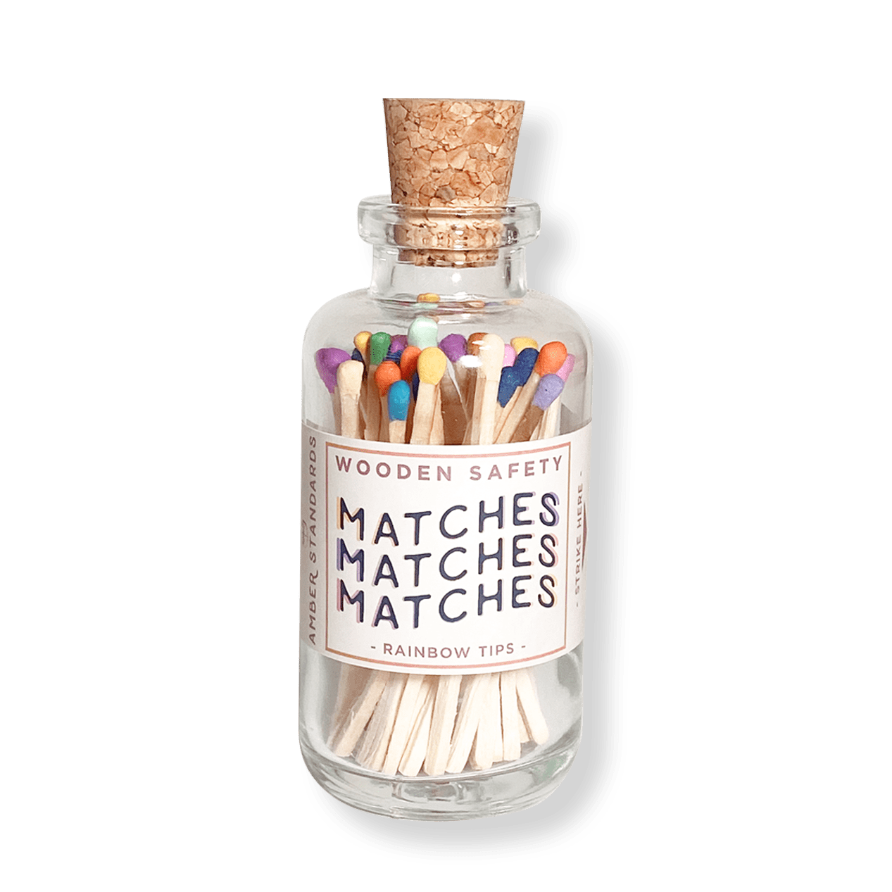 Wooden Safety Match Bottle - Colorful Tips