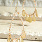 Champagne Metal Textured and Glass Bead Earrings