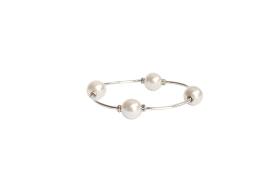 Crystal White Pearl Blessing Bracelet: L