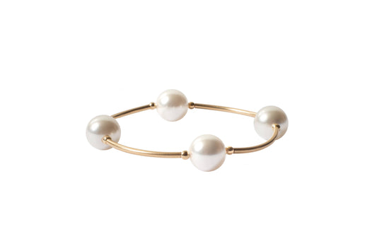 White Blessing Bracelet with Gold Filled Tubes: L
