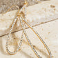 Pave oval tear drop and metal dangle fish hook earrings
